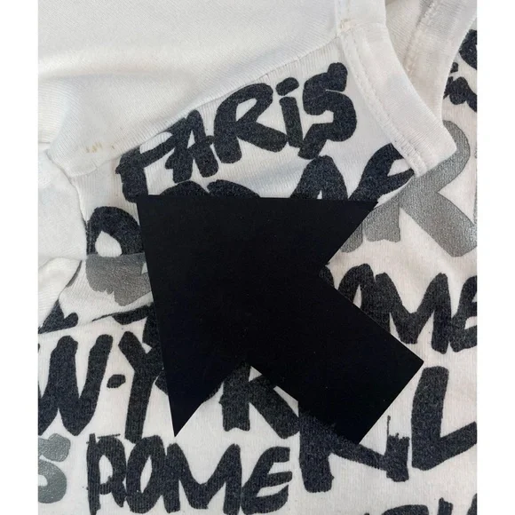 (VTG) YAN MASTER • Black/White/Silver Y2K Paris Name Print Long Sleeve Tee, S - Picture 11 of 16